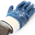 Smooth Grip Cotton Jersey Liner Fully Coated Nitrile Gloves With Reinforced Safety Cuff
